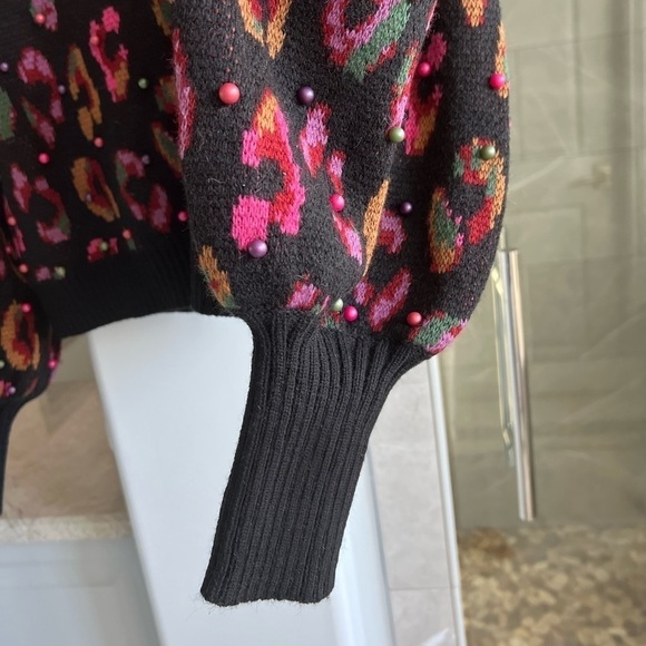 Farm Rio Beaded Leopard Pattern Sweater - Picture 9 of 13